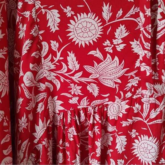 Red White Floral Roomy Thin Comfy Summer Dress Size Large - Picture 5 of 11